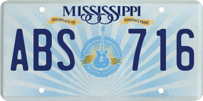 MS license plate ABS716
