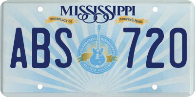 MS license plate ABS720
