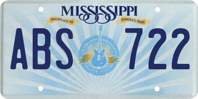 MS license plate ABS722