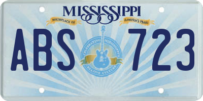 MS license plate ABS723