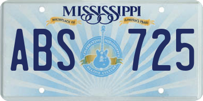 MS license plate ABS725