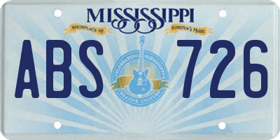 MS license plate ABS726