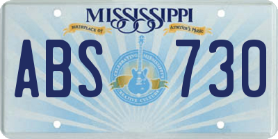 MS license plate ABS730