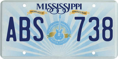 MS license plate ABS738