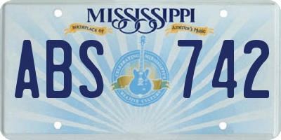 MS license plate ABS742