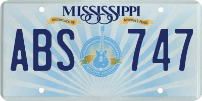 MS license plate ABS747