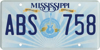 MS license plate ABS758