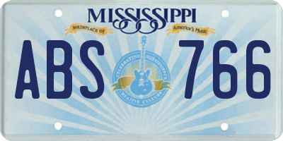 MS license plate ABS766