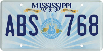 MS license plate ABS768