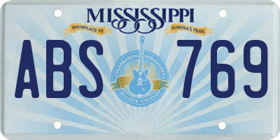MS license plate ABS769