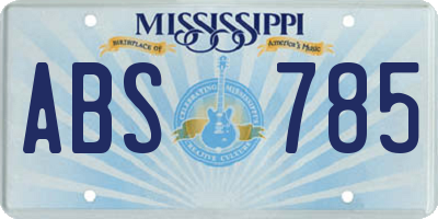 MS license plate ABS785