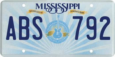 MS license plate ABS792