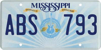 MS license plate ABS793