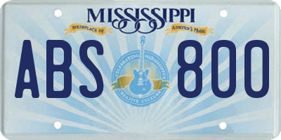 MS license plate ABS800