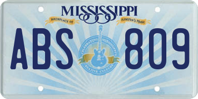 MS license plate ABS809