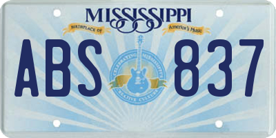 MS license plate ABS837