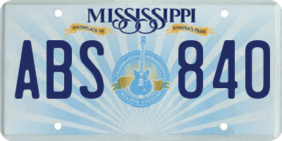 MS license plate ABS840