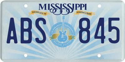 MS license plate ABS845