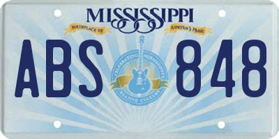 MS license plate ABS848