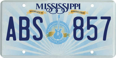 MS license plate ABS857