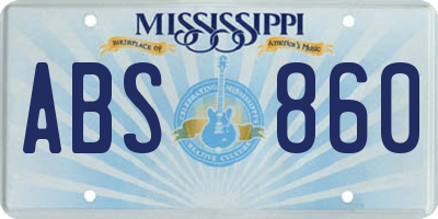 MS license plate ABS860