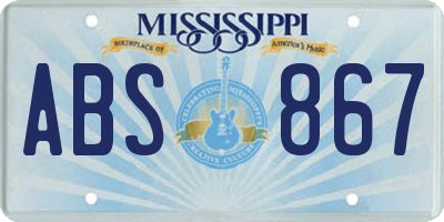 MS license plate ABS867