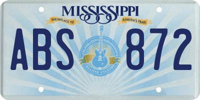 MS license plate ABS872