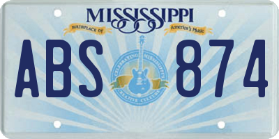 MS license plate ABS874