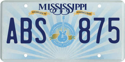MS license plate ABS875