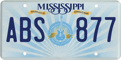 MS license plate ABS877