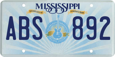 MS license plate ABS892