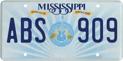 MS license plate ABS909