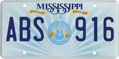 MS license plate ABS916