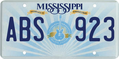 MS license plate ABS923