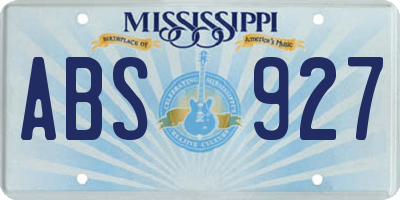 MS license plate ABS927