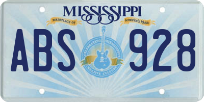 MS license plate ABS928