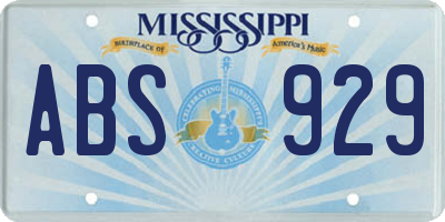 MS license plate ABS929