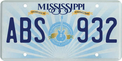 MS license plate ABS932