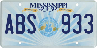 MS license plate ABS933