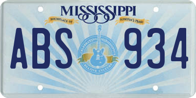 MS license plate ABS934