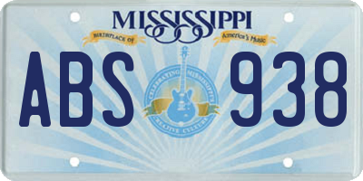 MS license plate ABS938