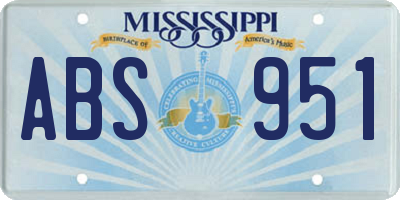 MS license plate ABS951