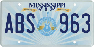 MS license plate ABS963