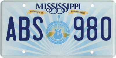 MS license plate ABS980