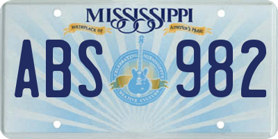 MS license plate ABS982