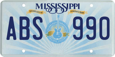 MS license plate ABS990