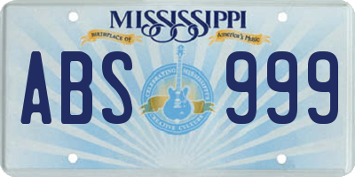 MS license plate ABS999