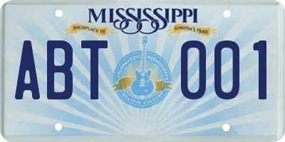 MS license plate ABT001