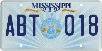 MS license plate ABT018
