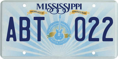MS license plate ABT022